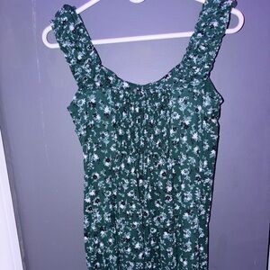 Dark Green Floral Dress